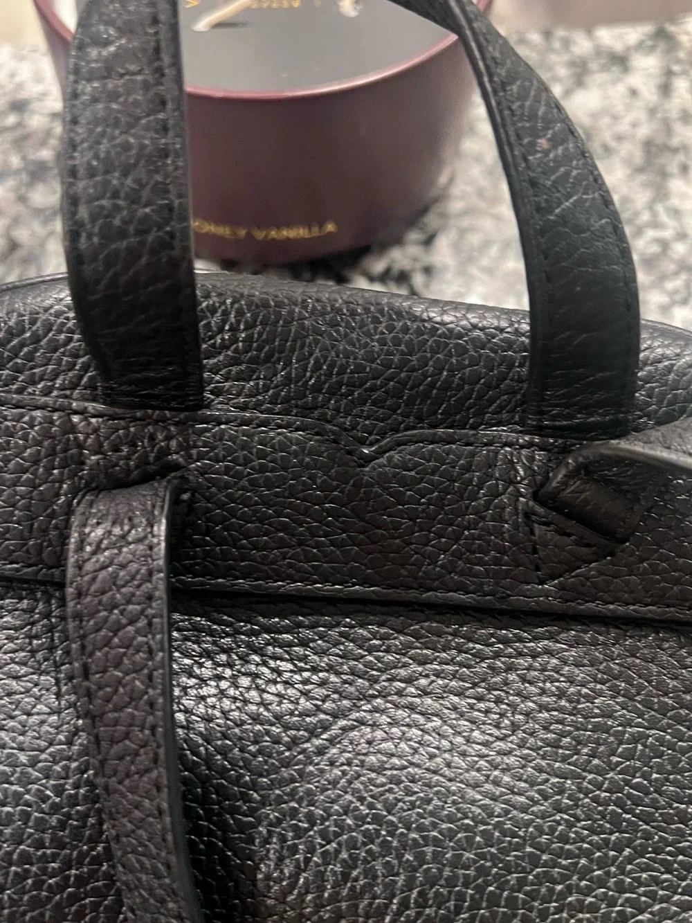 Kate Spade Black Pebbled Leather Backpack with Gold Accents